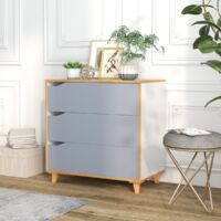 Commode, Armoire de Rangement Moderne 3 Tiroirs Poignée Intégrée Anti-basculement Rangement Chambre Gris CWXT4601 DESIGN IN