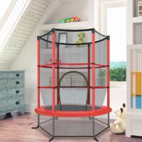 Trampoline de Jardin pour Enfants Ø165CM avec Filet de Protection Appuis de Ressorts et Structure en Acier Rouge CW3305 Maison Chic