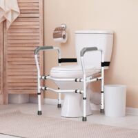 Cadres de Sécurité pour Toilettes pour Personnes Âgées Rehausseur Toilette Adulte Hauteur 63,5 - 76 cm Largeur 57 - 62 cm Clip Rrotatif à 360°