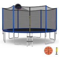 Trampoline d'Extérieur Ø366 cm Trampoline avec Panier de Basket Filet de Protection Trampoline pour Enfants et Adultes
