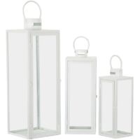 Ensemble de 3 lanternes blanches (22 x 22 x 66 cm, 18 x 18 x 49,5 cm, 14 x 14 x 39 cm)