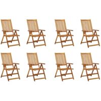 INLIFE Chaises pliables de jardin avec coussins 8 pcs Bois d'acacia