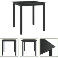 INLIFE Table de jardin Noir 80x80x74 cm Aluminium et verre
