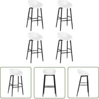 The Living Store Chaises de bar lot de 4 blanc - Chaise De Bar - Tabouret De Bar - Chaise Design - Mobilier De Cuisine - Set De Chaises