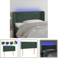 The Living Store Tête de lit à LED Vert foncé 83x16x78/88 cm Velours - Tête De Lit Led - Tête De Lit Velours - Tête De Lit Moderne - Éclairage Led - Têtière De Lit