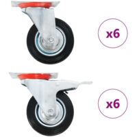 12 pcs Roulettes pivotantes 100 mm Roulettes Meuble Roulettes de Transport BZREH7330477