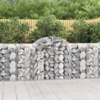 6 pcs Paniers à gabions Clôture de jardin Mur en Gabion Cage à Pierres de Jardin décoratif arqués 200x50x100/120 cm fer galvanisé DBEB1887224