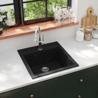 Évier de cuisine,Évier 1 Bac,Vasque pour cuisine en granit Bac unique Noir MEMV803201