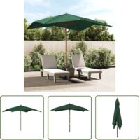 The Living Store Parasol de jardin avec mât en bois vert 300x300x273 cm - Parasol De Jardin - Parasol Extérieur - Parasol Vert - Parasol Bois - Parasol Résistant Aux UV