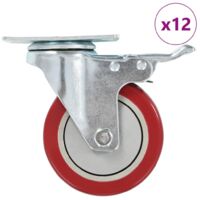 12 pcs Roulettes pivotantes 100 mm Roulettes Meuble Roulettes de Transport BZREH3459004