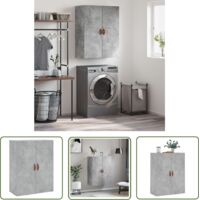 The Living Store Armoire murale gris béton 69,5x34x90 cm - Armoire Murale - Meuble De Rangement - Armoire Grise - Armoire Suspendu - Étagère Murale