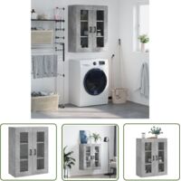The Living Store Armoire murale gris béton 69,5x34x90 cm - Armoire Murale - Meuble De Rangement - Armoire Grise - Armoire Suspendu - Étagère Murale