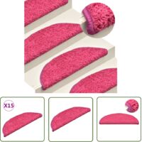 The Living Store Tapis de marches d'escalier 15 pcs Rose 56x17x3 cm - Tapis D'escalier - Protection Escalier - Tapis Marche Escalier - Tapis Antidérapant - Tapis Lavable