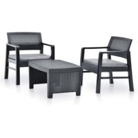 3 pcs Salon de jardin Salon d'extérieur Ensemble Meuble de Jardin Mobilier d'Extérieur Plastique Anthracite XFNRX419861