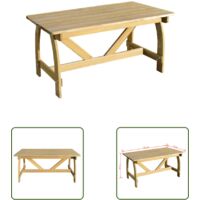The Living Store Table de jardin 150x74x75 cm Bois de pin imprégné - Table De Jardin - Table D'extérieur - Mobilier De Jardin - Table En Bois - Table Rustique