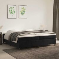 Lit Adulte - Lit Adulte - Lit à sommier tapissier avec matelas- Lit double - Meuble de Chambre à Coucher- Lit double - Meuble de Chambre à Coucher Noir 200x200 cm Velours CNIS2759688