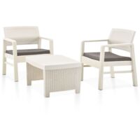 3 pcs Salon de jardin Salon d'extérieur Ensemble Meuble de Jardin Mobilier d'Extérieur Plastique Blanc XFNRX794370