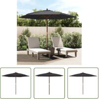 The Living Store Parasol de jardin avec mât en bois noir 299x240 cm - Parasol De Jardin - Parasol Extérieur - Parasol Rectangulaire - Parasol Noir - Parasol Résistant Aux UV