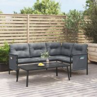Lot de 2 Salon de jardin Salon d'extérieur Ensemble Meuble de Jardin Mobilier d'Extérieur anthracite acier XFNRX818691