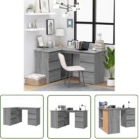 The Living Store Bureau d'angle Sonoma gris 145x100x76 cm Bois d'ingénierie - Bureau D'angle - Bureau En Bois - Meuble De Bureau - Bureau Design - Bureau Ergonomique