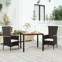 Table de jardin plateau en bois Table de patio Table d'extérieur Noir Résine tressée bois Table de patio Table d'extérieur massif BZTHBS422466