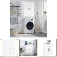 The Living Store Armoire murale blanc 69,5x34x90 cm - Armoire Murale - Meuble De Rangement - Armoire Blanche - Étagère Murale - Rangement Mural