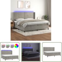 The Living Store Sommier à lattes de lit matelas et LED Gris clair 200x200 cm - Lit Plateforme - Lit Capitonné - Lit Velours - Lit Design - Lit Double
