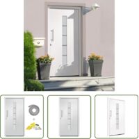 The Living Store Porte d'entrée Aluminium et PVC Blanc 100x210 cm - Portes D'entrée - Porte Blanche - Porte Pvc - Porte Aluminium - Porte Sécurisée