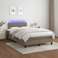 Lit Adulte,Sommier tapissier avec matelas et LED,Lit double - Taupe 120x200 cm Tissu DETHB42292