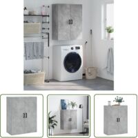 The Living Store Armoire murale gris béton 69,5x34x90 cm - Armoire Murale - Meuble De Rangement - Armoire Grise - Armoire Suspendu - Étagère Murale