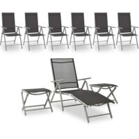 9 pcs Salon de jardin Salon d'extérieur Ensemble Meuble de Jardin Mobilier d'Extérieur Noir et argenté XFNRX280870