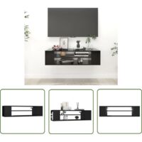 The Living Store Meuble TV suspendu Noir 100x30x26,5 cm Bois d’ingénierie - Meuble Tv Suspendu - Meuble Tv Noir - Meuble Tv Design - Meuble Tv Moderne - Étagère Murale