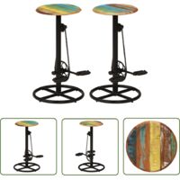 INLIFE Tabourets de bar 2 pcs Bois massif de récupération