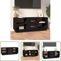 The Living Store Meuble TV Noir 100x34x40 cm Bois de pin massif - Meubles Tv - Meuble Tv - Support Tv - Unité Tv - Bois Massif