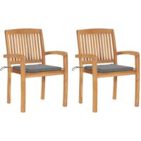 Furniture Limited - Chaises de jardin lot de 2 et coussins gris B
