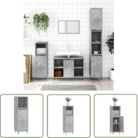 The Living Store Armoire de salle de bain gris béton 30x30x100 cm - Meuble De Salle De Bain - Armoire De Salle De Bain - Rangement Salle De Bain - Meuble Gris - Design Industriel