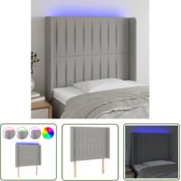 The Living Store Tête de lit à LED Gris clair 93x16x118/128 cm Tissu - Tête De Lit Led - Têtière De Lit - Éclairage Led - Chambre À Coucher - Décoration Murale