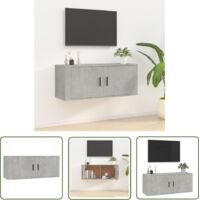 The Living Store Meuble TV mural Gris béton 100x34,5x40 cm - Meubles Tv Murale - Meuble Tv Gris - Meuble Tv Moderne - Étagère Murale - Rangement Tv
