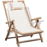 Chaise de terrasse, Fauteuil relax de jardin d'extérieur Bambou BGT75138