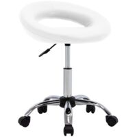 Chaise de travail, Chaise de bureau roulante Blanc Similicuir SDG21839