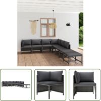 The Living Store Salon de jardin 8 pcs avec coussins Résine tressée Gris - Salon De Jardin - Mobilier De Jardin - Ensemble De Salon - Meubles De Jardin - Résine Tressée