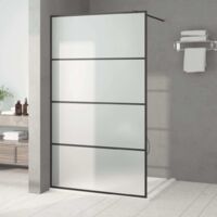 Paroi de douche,Paroi pour baignoire Noir 115x195 cm Verre ESG dépoli -Q3112