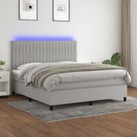 Sommier tapissier matelas confortable et LED,Lit adulte pour Chambre,Ensemble Lit matelas Gris clair 180x200 cm Tissu -BVN36380