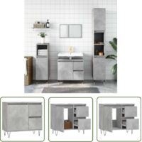 The Living Store Armoire de salle de bain gris béton 65x33x60 cm - Meuble De Salle De Bain - Armoire De Salle De Bain - Rangement Salle De Bain - Commode Salle De Bain - Design Industriel