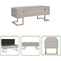 The Living Store Banc avec compartiment de rangement 105 cm Gris Velours - Banc Coffre - Banc Tissu - Banc Design - Banc Entrée - Meuble Rangement