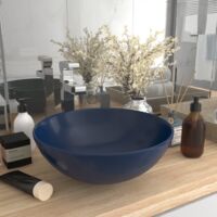 Vasque à poser en solide surface-Lavabo suspendu - en forme de Rond vasque à poser de salle de bain en Céramique Bleu foncé