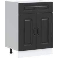 Armoire de cuisine Meuble de cuisine Kalmar noir bois d'ingénierie