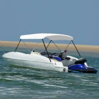 Auvent bimini à 2 arceaux Pergola/Tente bimini pour Bateau Blanc 150x120x110 cm XRYJX870420