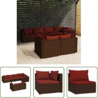 Salon de jardin 7 pcs,Mobilier de terrasse,Table et Chaise pour Relax avec coussins Marron Résine tressée -YZ889809