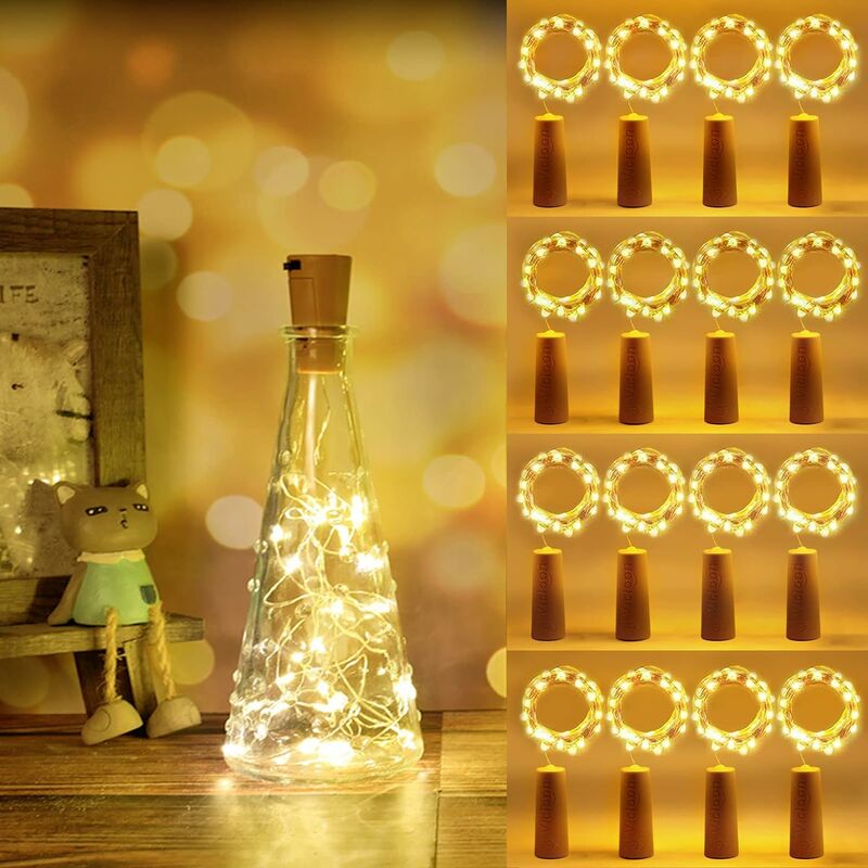 Guirlande LED pour bouteille à piles 20 microLED ambre sur fil